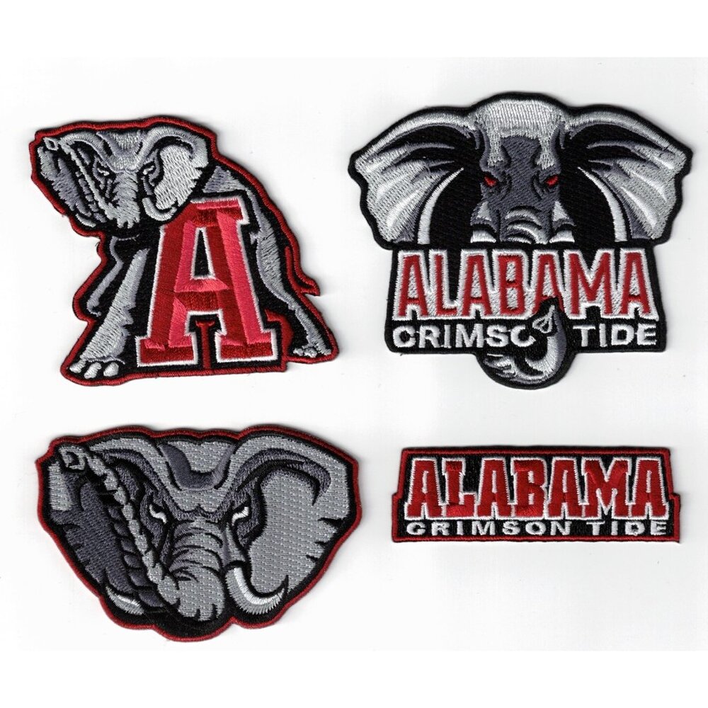(4) Alabama Crimson Tide Embroidered 3in Iron / Sew-On Patches - Picture 1 of 2